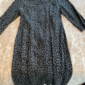 Talbots Gray and Blue Animal Print Top